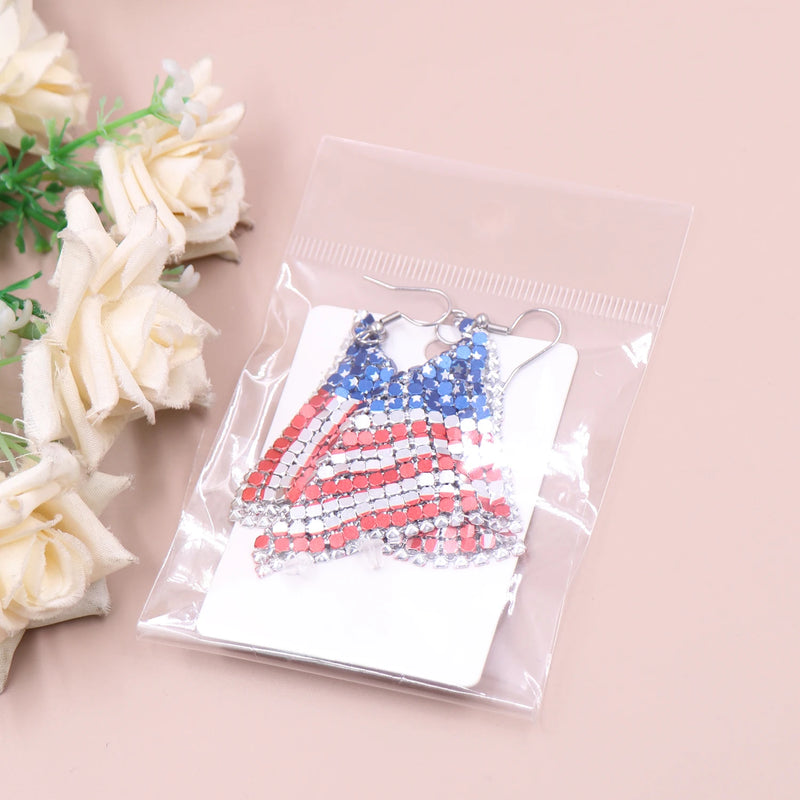 American Flag Earrings 4th Of July Party Accessories Made From Stainless Steel With Durable UV Printed