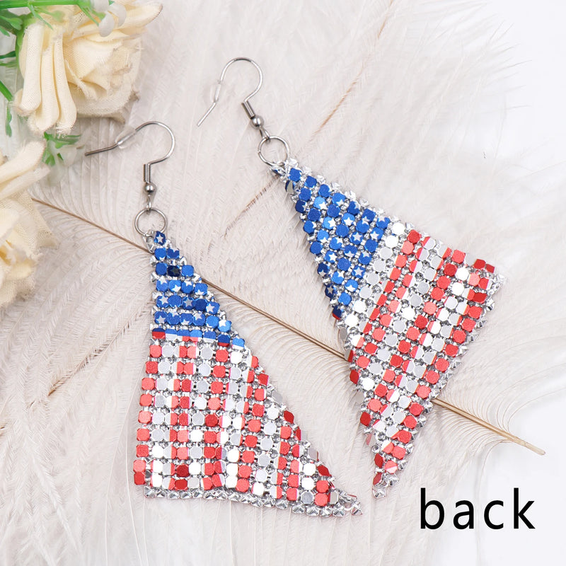 American Flag Earrings 4th Of July Party Accessories Made From Stainless Steel With Durable UV Printed