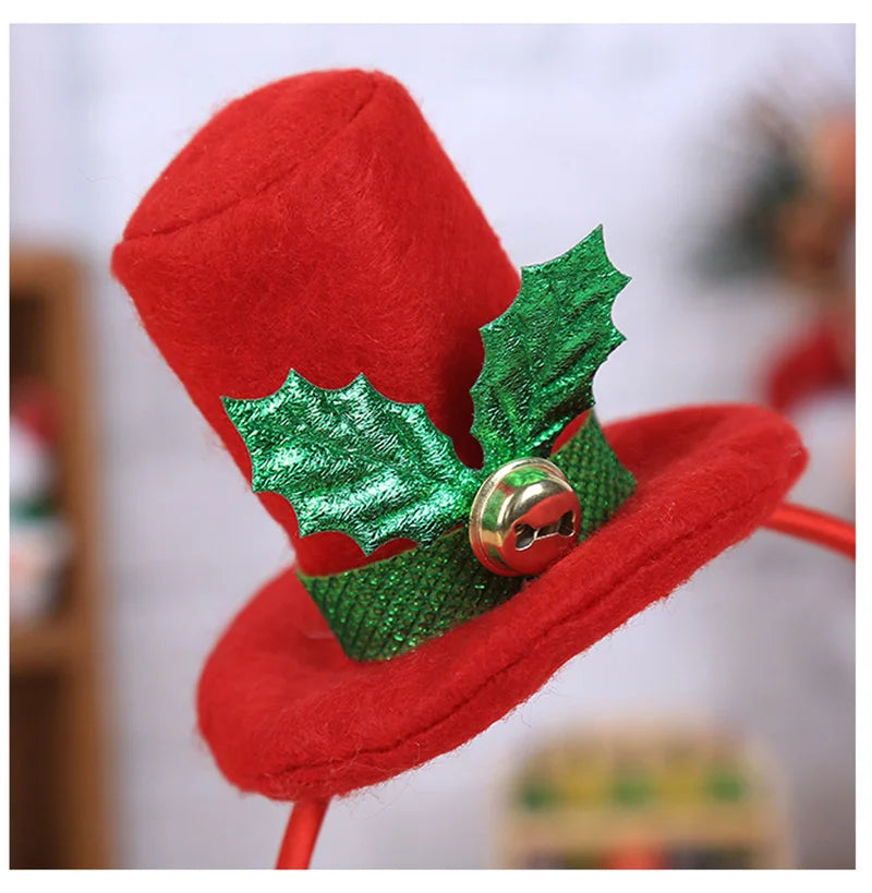 Cute Christmas Hat Hairband 1pc For Xmas Party Decoration Kids Gifts New Year Supplies – Red, Green