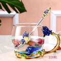 Hand-made Enamel Coffee Mug Crystal Cup Milk Lemon Flower Tea Cup High-grade Drinking Glasses Gift Couple Mug For Lover Wedding