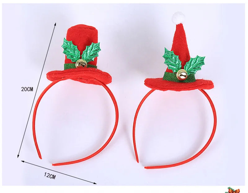 Cute Christmas Hat Hairband 1pc For Xmas Party Decoration Kids Gifts New Year Supplies – Red, Green