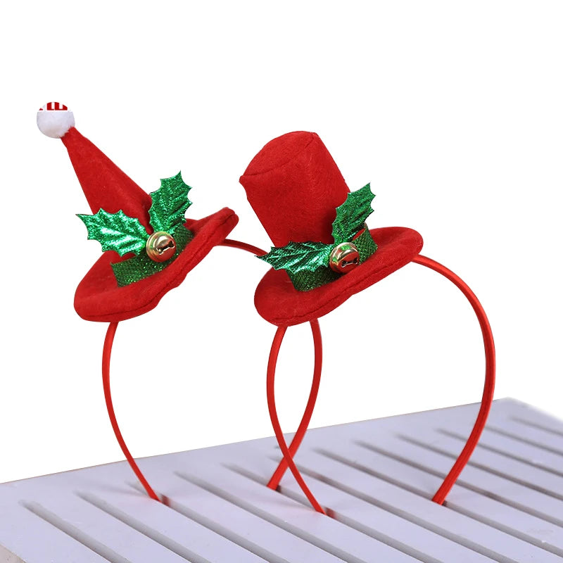 Cute Christmas Hat Hairband 1pc For Xmas Party Decoration Kids Gifts New Year Supplies – Red, Green