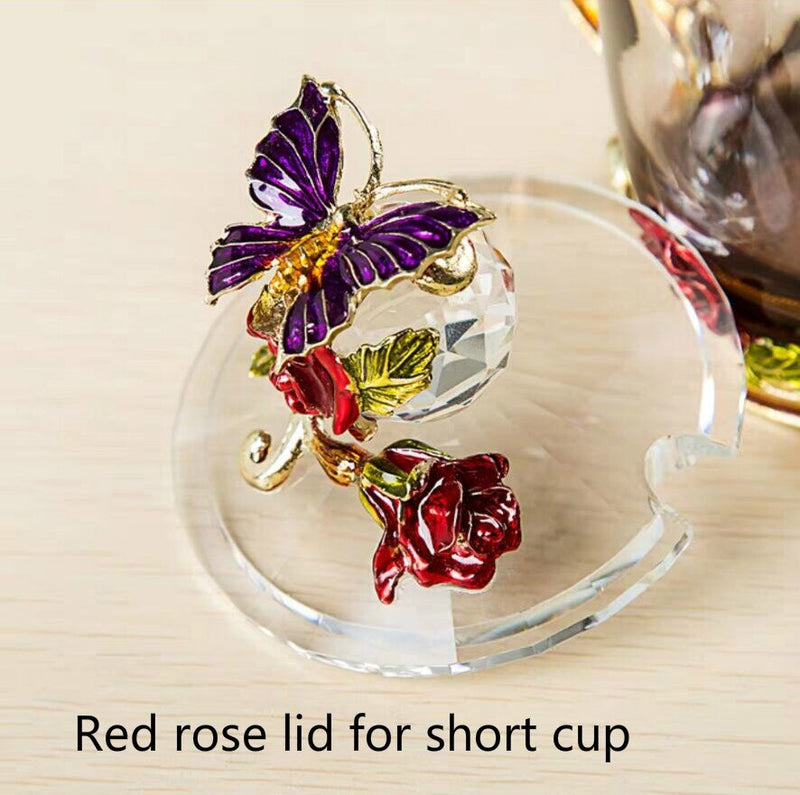 Hand-made Enamel Coffee Mug Crystal Cup Milk Lemon Flower Tea Cup High-grade Glass Drinkware Gift Couple Mug For Lover Wedding