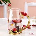 Hand-made Enamel Coffee Mug Crystal Cup Milk Lemon Flower Tea Cup High-grade Drinking Glasses Gift Couple Mug For Lover Wedding