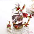 Hand-made Enamel Coffee Mug Crystal Cup Milk Lemon Flower Tea Cup High-grade Drinking Glasses Gift Couple Mug For Lover Wedding