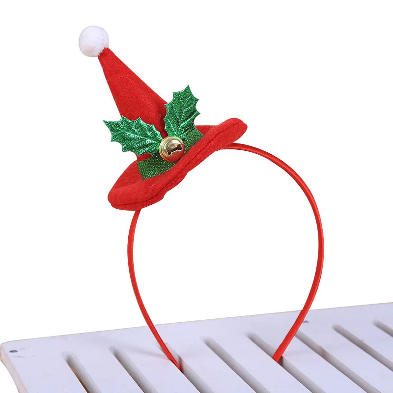 Cute Christmas Hat Hairband 1pc For Xmas Party Decoration Kids Gifts New Year Supplies – Red, Green