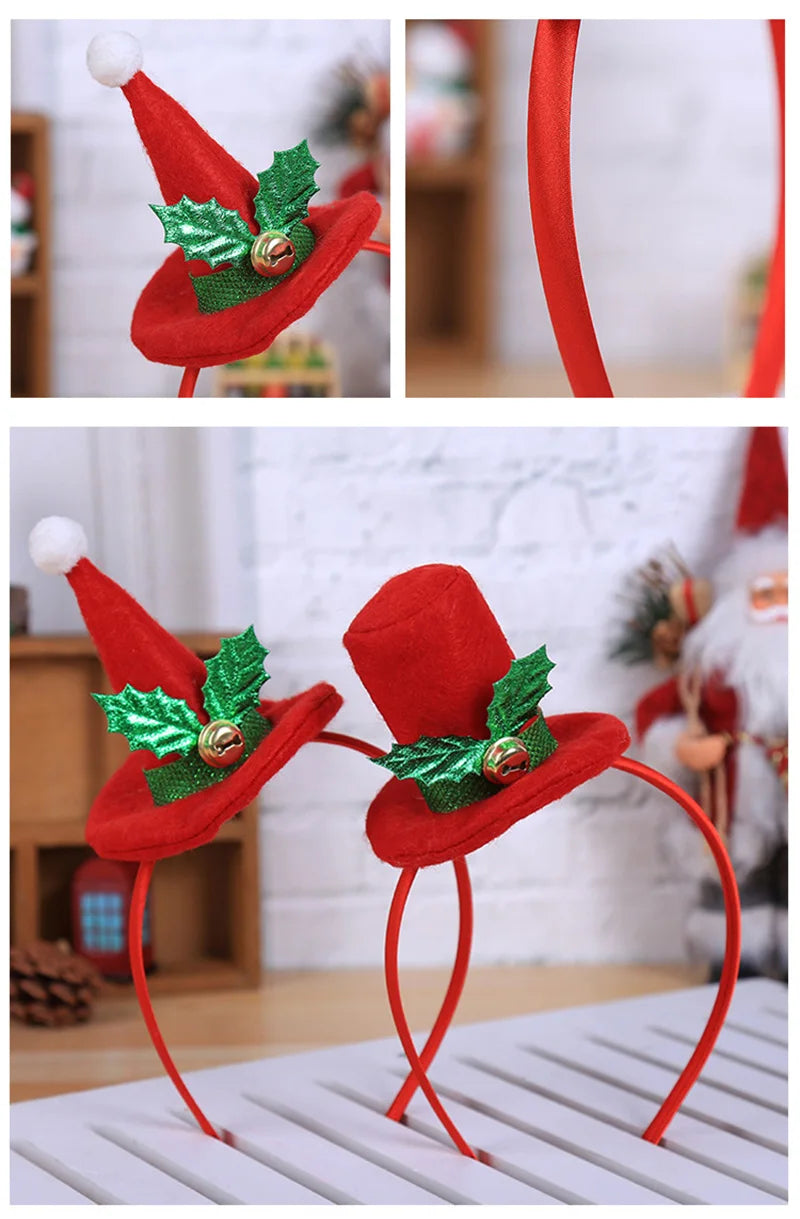 Cute Christmas Hat Hairband 1pc For Xmas Party Decoration Kids Gifts New Year Supplies – Red, Green