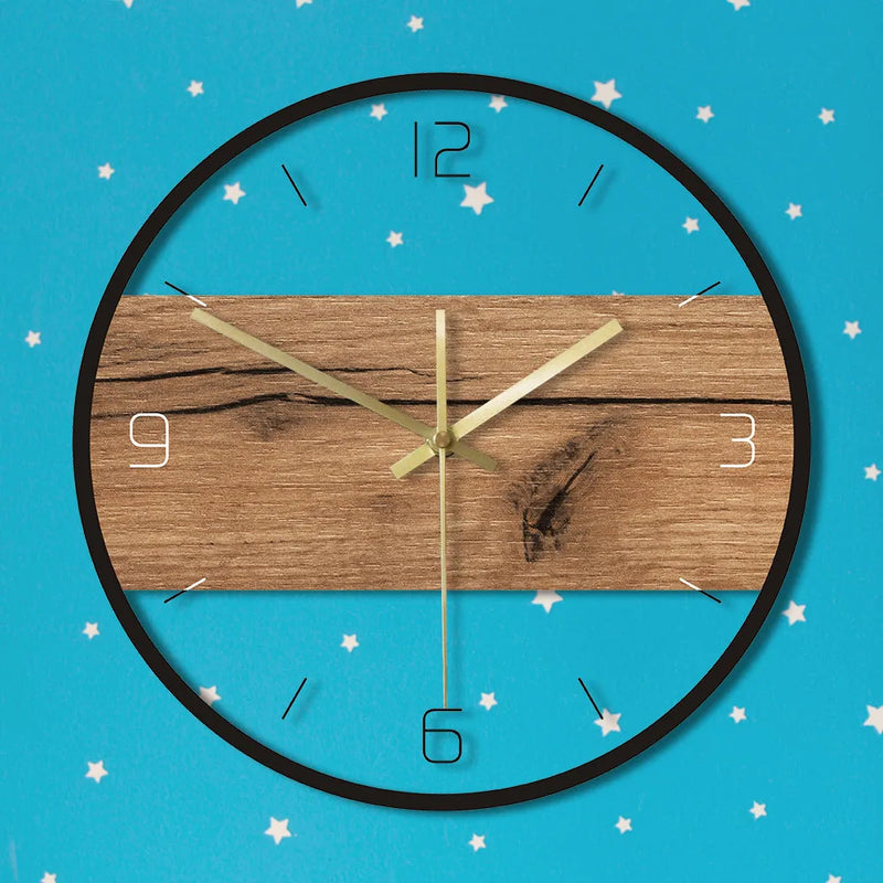 Rustic Wood Wall Clock In Old Wood Texture Pattern For Wall Decor