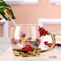 Hand-made Enamel Coffee Mug Crystal Cup Milk Lemon Flower Tea Cup High-grade Drinking Glasses Gift Couple Mug For Lover Wedding