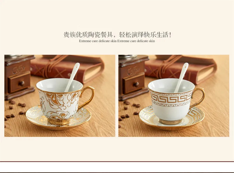 Europe Porcelain Coffee Cup And Saucer sets Classic Ceramic Tea cup Espresso Cup Milk cup Fashion home Decoration accessories