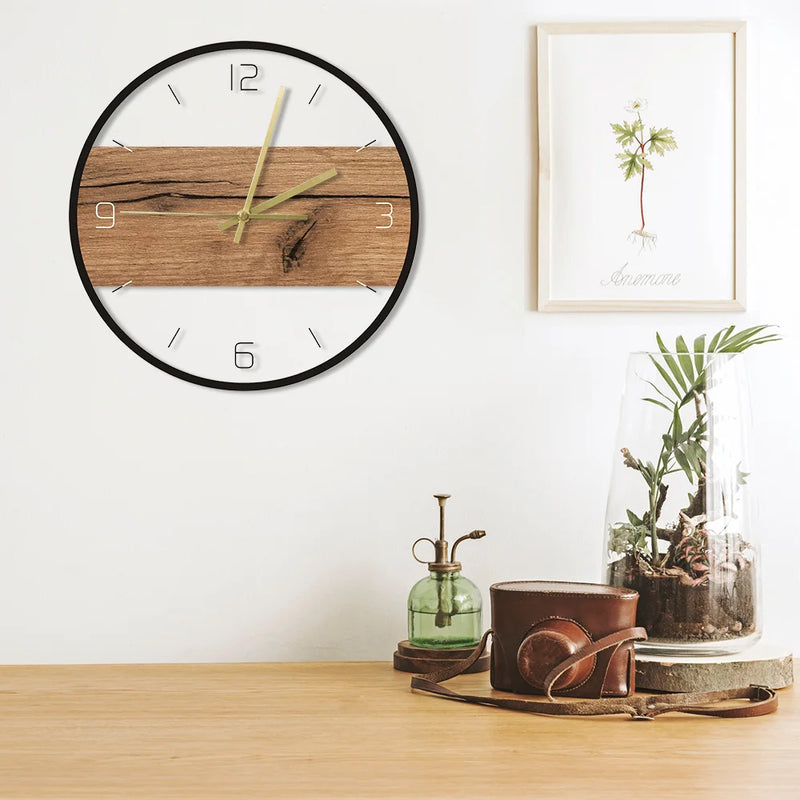 Rustic Wood Wall Clock In Old Wood Texture Pattern For Wall Decor