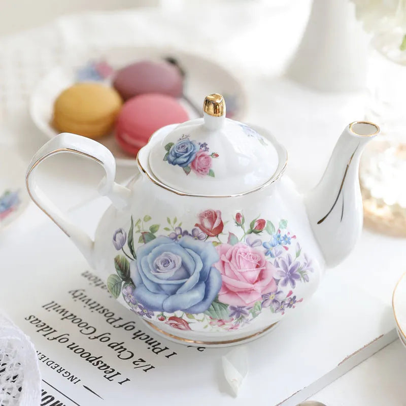 Noble Bone China Teapot 500ML Pink Camellia Coffee Pot Set Home High Grade Porcelain Kettle Jug Party Cafe Teaware Tea Pot