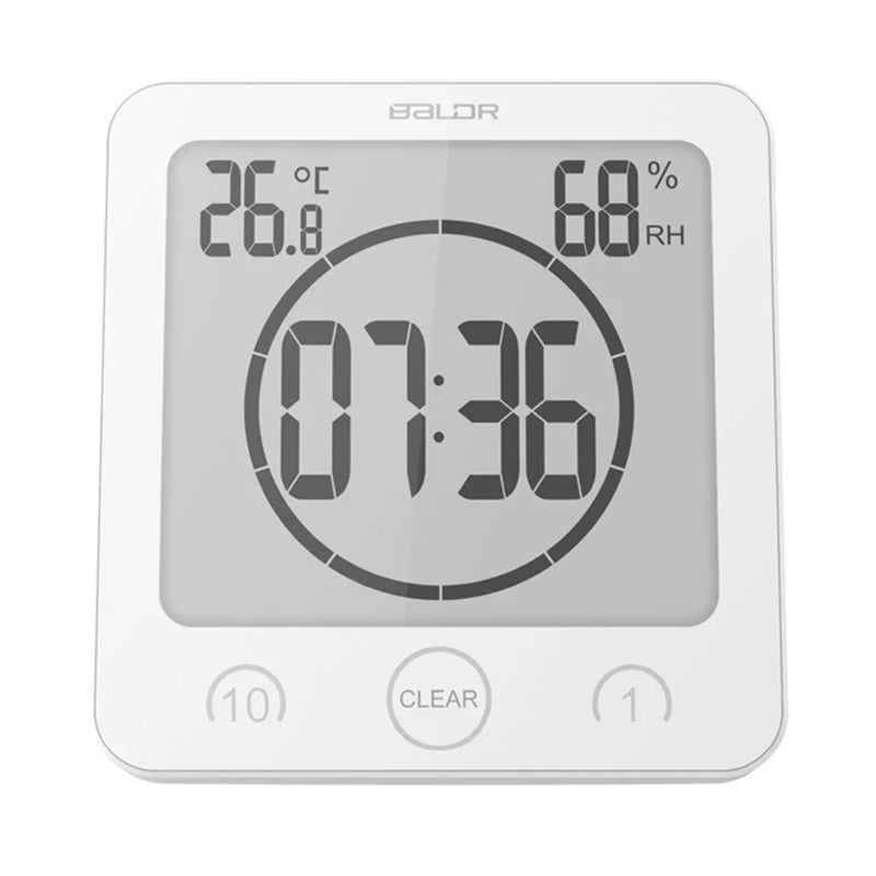 Digital LCD Wall Clock Waterproof For Bathroom Shower Kitchen To Withstand Water Splashes