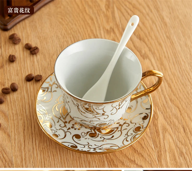 Europe Porcelain Coffee Cup And Saucer sets Classic Ceramic Tea cup Espresso Cup Milk cup Fashion home Decoration accessories