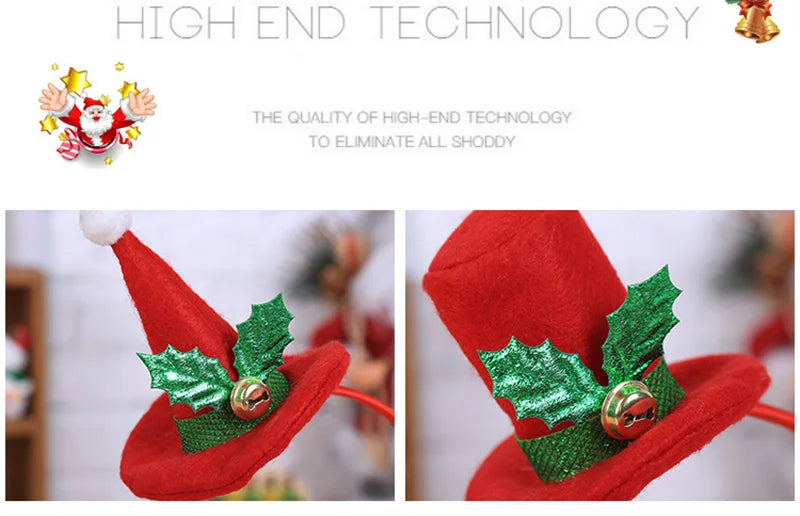 Cute Christmas Hat Hairband 1pc For Xmas Party Decoration Kids Gifts New Year Supplies – Red, Green