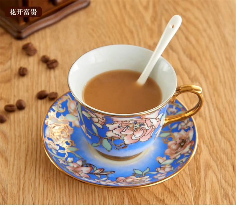 Europe Porcelain Coffee Cup And Saucer sets Classic Ceramic Tea cup Espresso Cup Milk cup Fashion home Decoration accessories