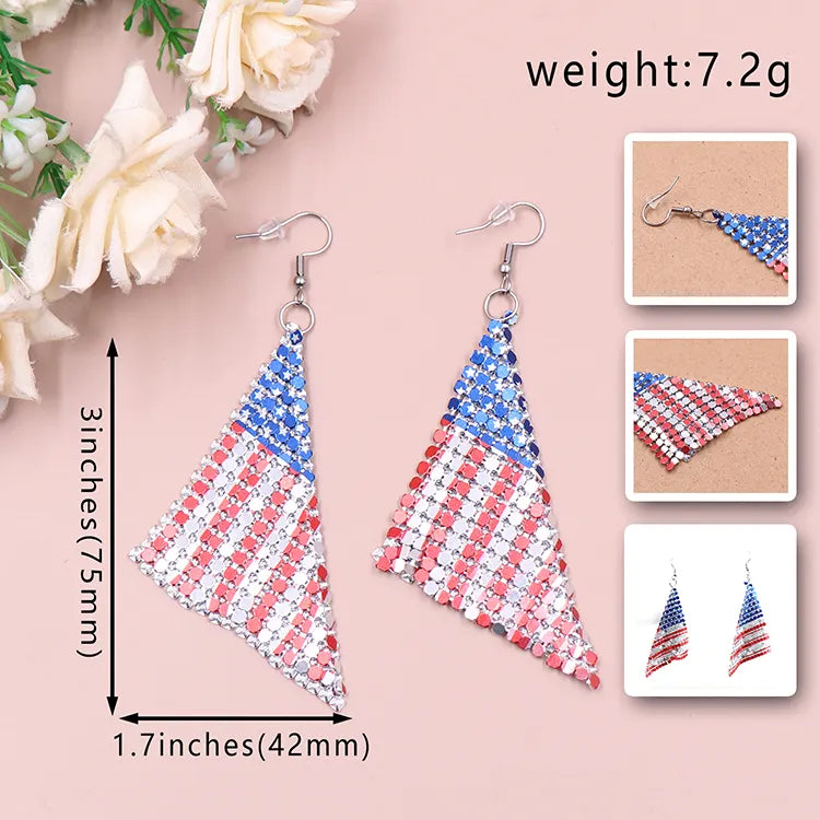 American Flag Earrings 4th Of July Party Accessories Made From Stainless Steel With Durable UV Printed