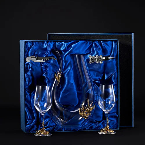 470ml Wedding Crystal Glass Champagne Glass Goblet and Decanter Set Gift Box Bar Wine Set Party Couple Valentine's Day Gifts