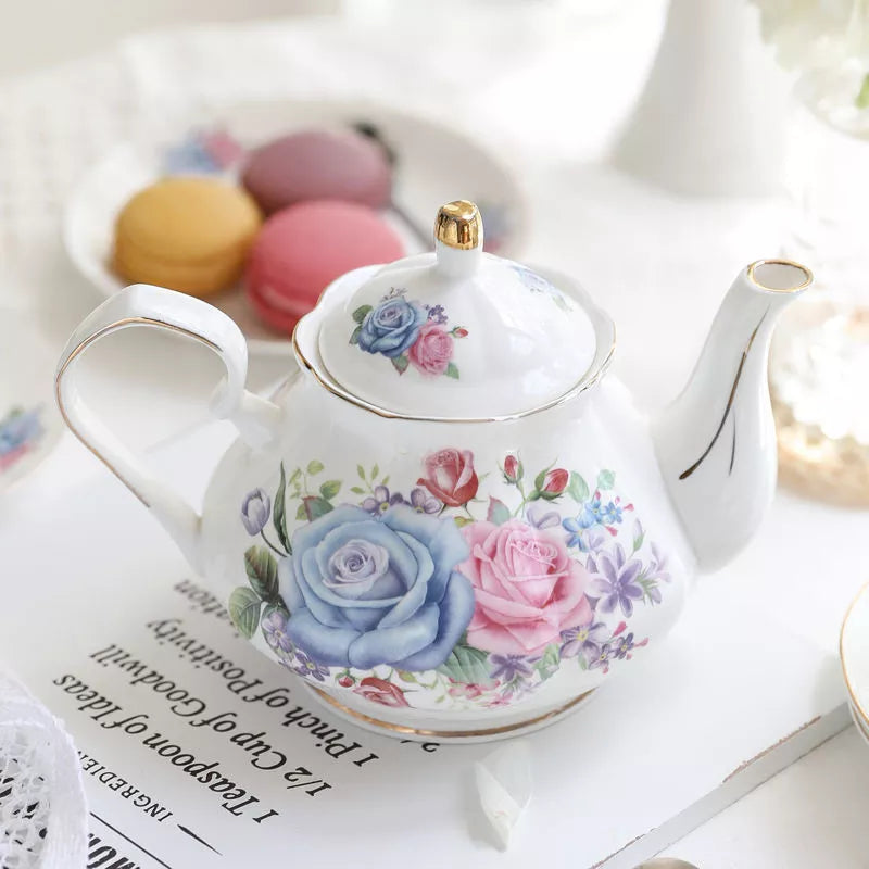 Noble Bone China Teapot 500ML Pink Camellia Coffee Pot Set Home High Grade Porcelain Kettle Jug Party Cafe Teaware Tea Pot