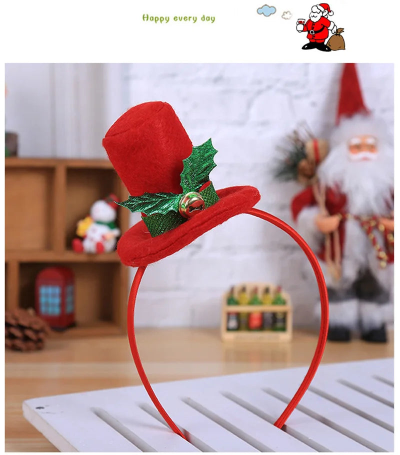 Cute Christmas Hat Hairband 1pc For Xmas Party Decoration Kids Gifts New Year Supplies – Red, Green