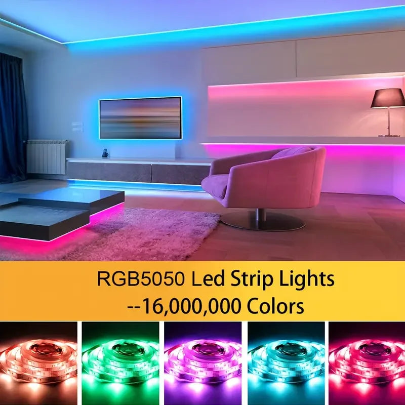 LED Strip Lights Of 100ft With 5050 RGB  USB Powered With Built-in Microphone APP And Remote Control