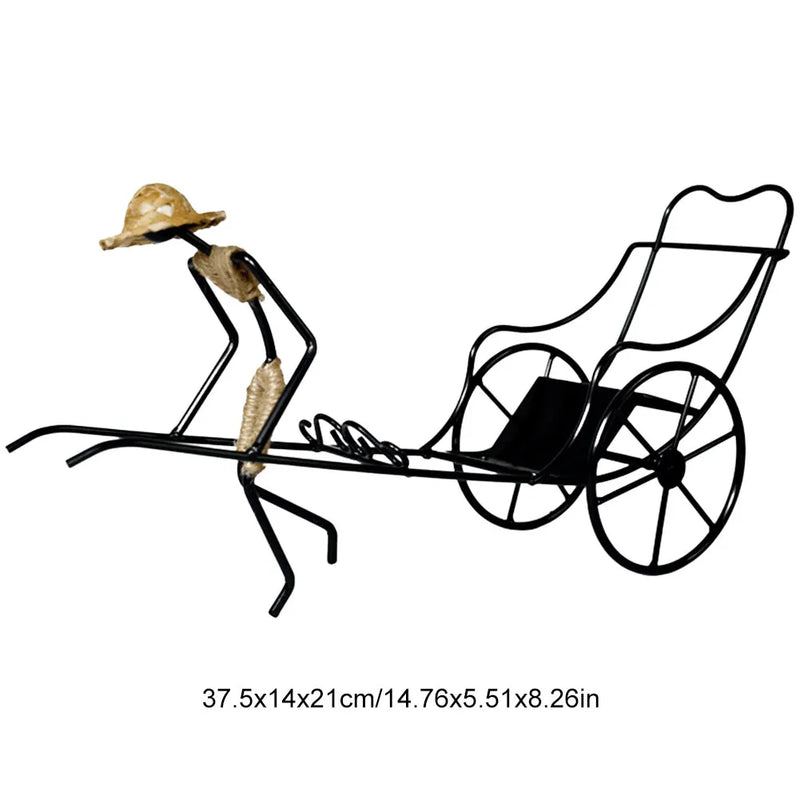 Wine Holder Rickshaw Design In Wrought Iron Retro Design For Home Bar And Display