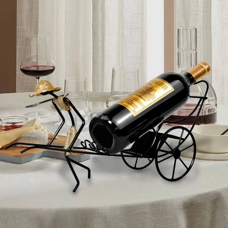 Wine Holder Rickshaw Design In Wrought Iron Retro Design For Home Bar And Display