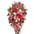 1 PC Christmas Wreath Upside Down Tree With Artificial Candy Wall Hanging For Home Porch Window Door