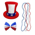 Uncle-Sam Hat Costume 4th Of July Party Supplies With Sequins Headband Necklaces For Women & Men