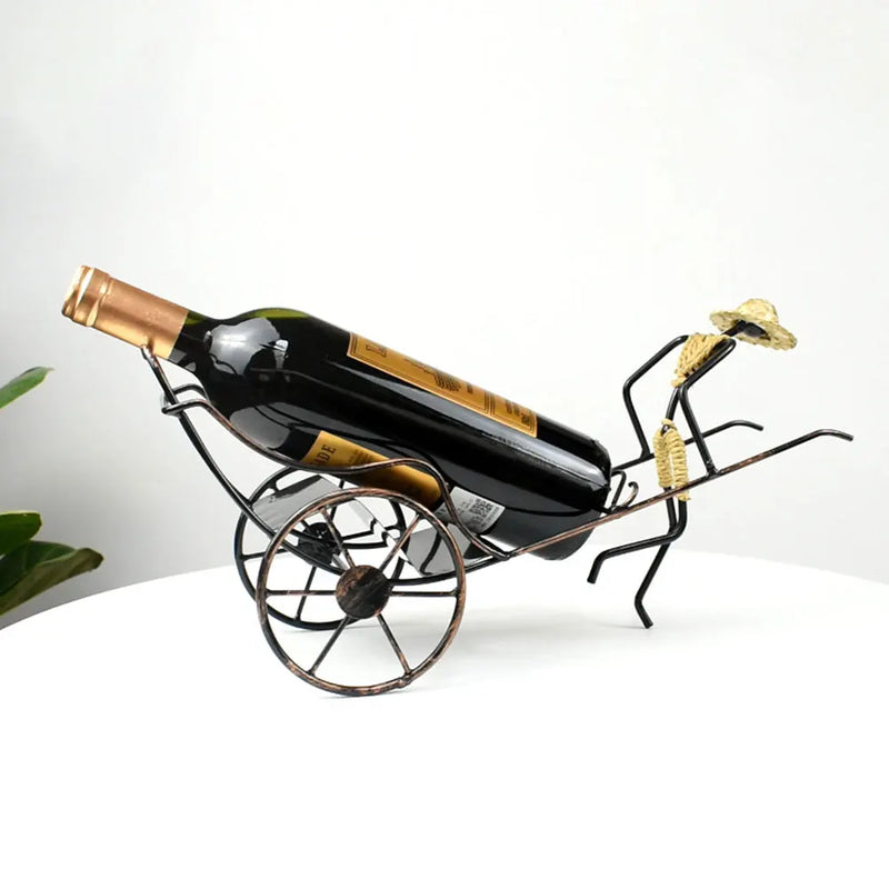 Wine Holder Rickshaw Design In Wrought Iron Retro Design For Home Bar And Display