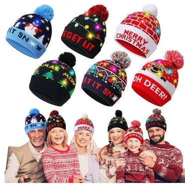 Christmas Knitted Cap With LED Light For Party Decor Winter Warm Or Christmas Gift