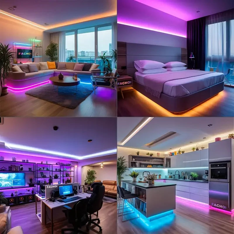 LED Strip Lights Of 100ft With 5050 RGB  USB Powered With Built-in Microphone APP And Remote Control