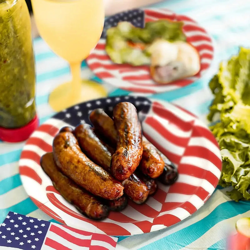 American Flag Disposable Tableware For 4th Of July Decorative Plates With Cup Fork