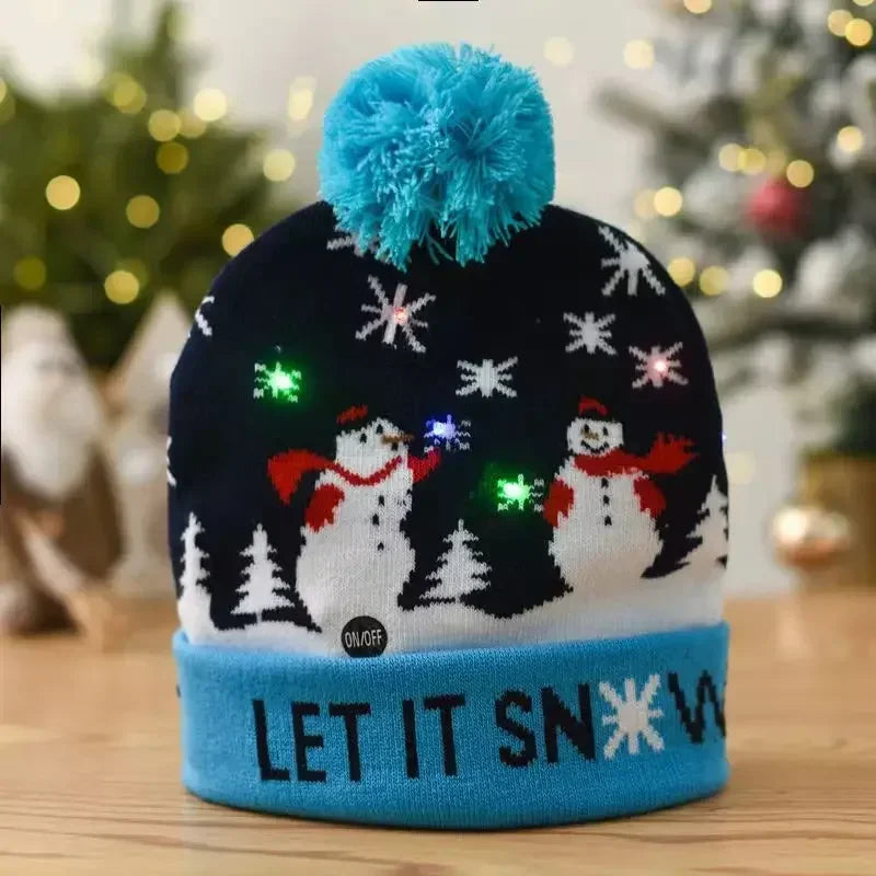 Christmas Knitted Cap With LED Light For Party Decor Winter Warm Or Christmas Gift