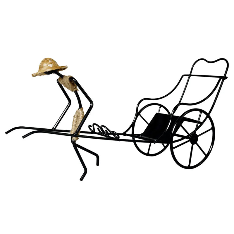 Wine Holder Rickshaw Design In Wrought Iron Retro Design For Home Bar And Display