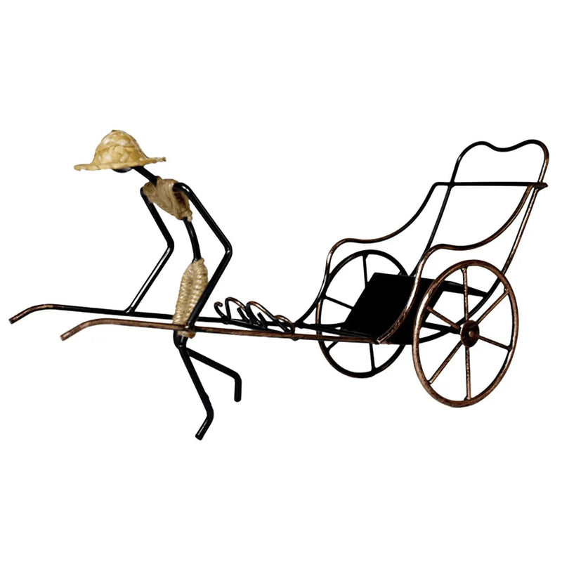 Wine Holder Rickshaw Design In Wrought Iron Retro Design For Home Bar And Display