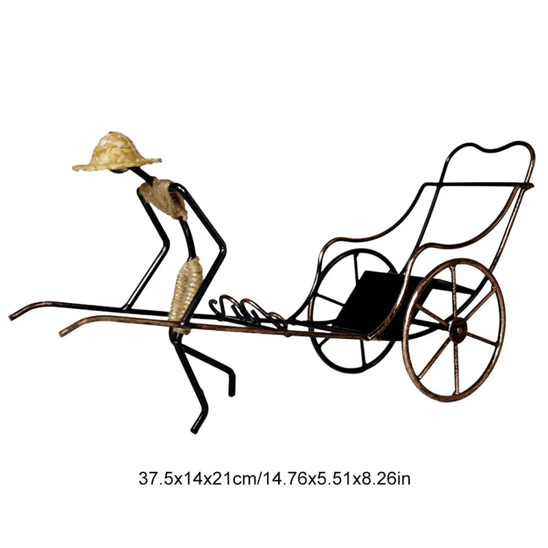 Wine Holder Rickshaw Design In Wrought Iron Retro Design For Home Bar And Display