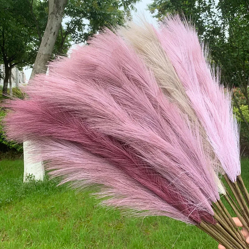 5pcs 100cm Artificial Pampas Grass Dried Reed Flowers Bouquet Wedding Party Decoration Home Room DIY Fake Plant Decor Supplies