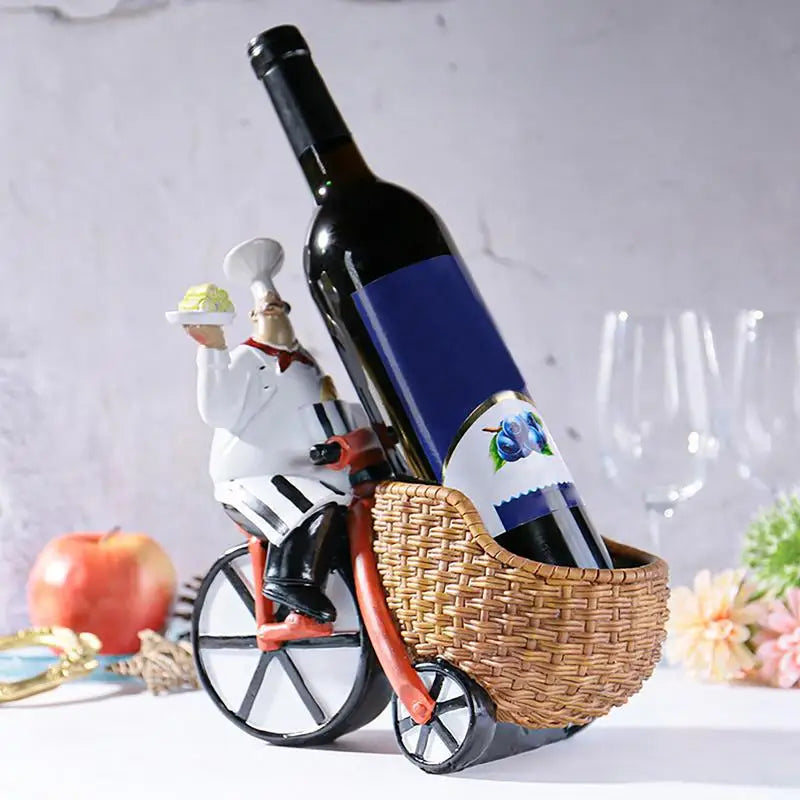 Chef Wine Rack Kitchen European Decoration Bicycle Design Living Room TV Stand Decoration Wine Rack European Ornament Home