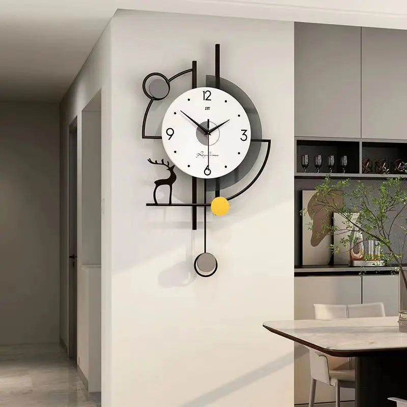 Nordic Style Wall Clock Deer-Themed Suitable For Modern Living Rooms Or As A Wall Decor