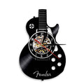 Antique Style Vinyl Record Acoustic Guitar LED Wall Clock For Music lovers