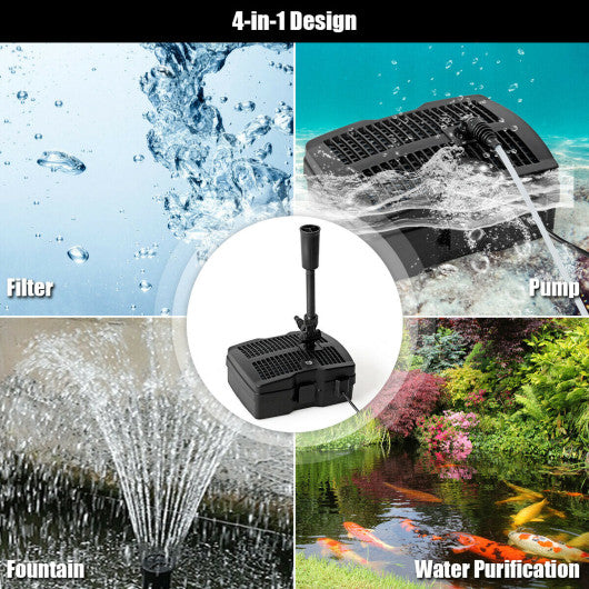 All-in-One 660 GPH Pond Filter Pump with Sterilizer and Fountain Jet