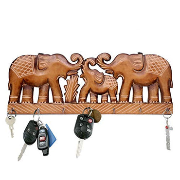 Elephant Design Wooden Key Holder For Wall