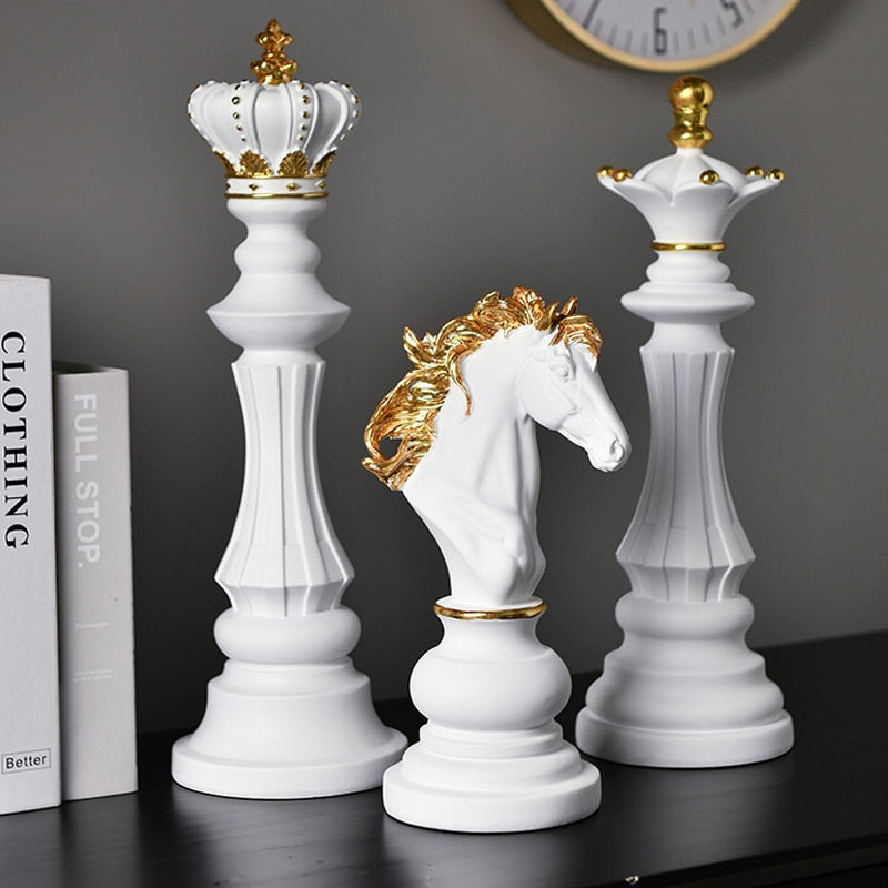 Resin Chess Pieces Sculpture For Aesthetic Interior Room And Home Decor