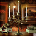 Caved Candlestick Crystal Candelabra For 3/5 Lights Metal Candle Holder Retro Adds A Retro Flavor To Your Home Decor