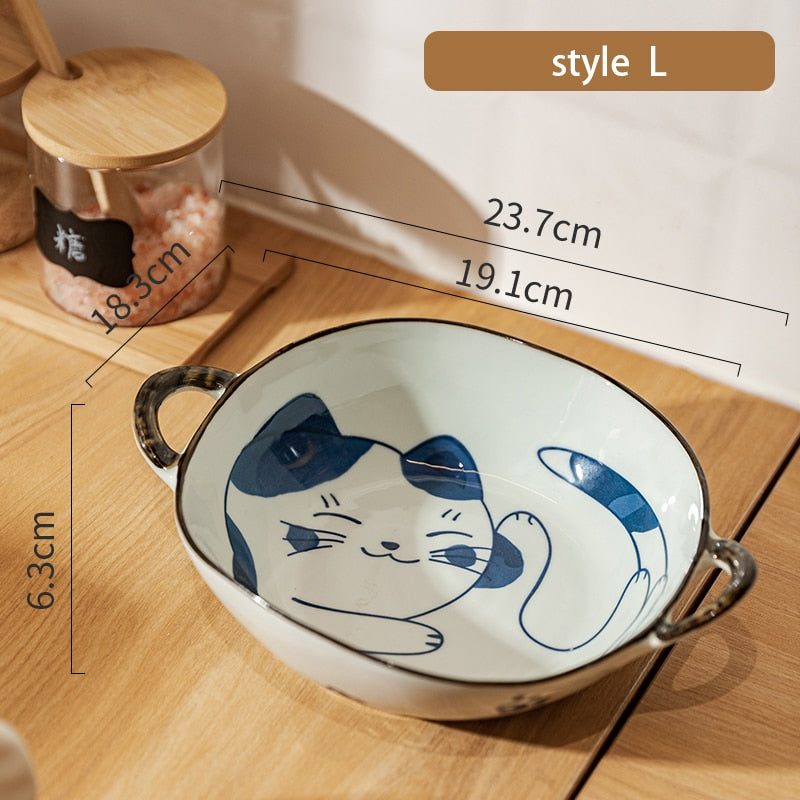 Japanese Household Noodle Ceramic Bowl With Handle Of 7.5inch For  Your Kitchen And Tableware Collection