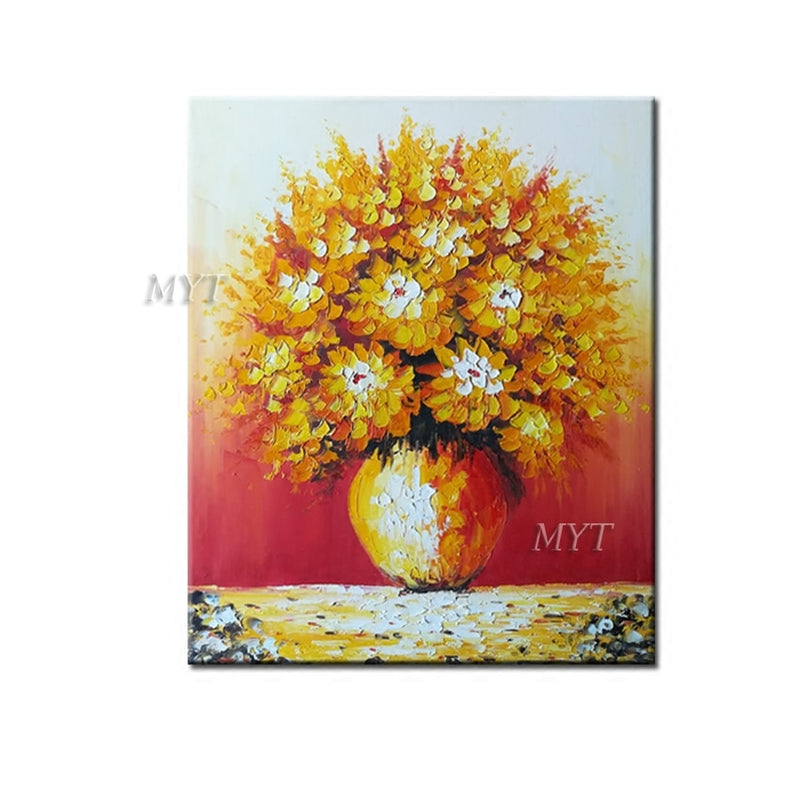 Unframed Handmade Modern Abstract Oil Painting Reproduction Knife Flowers For Home Decoration