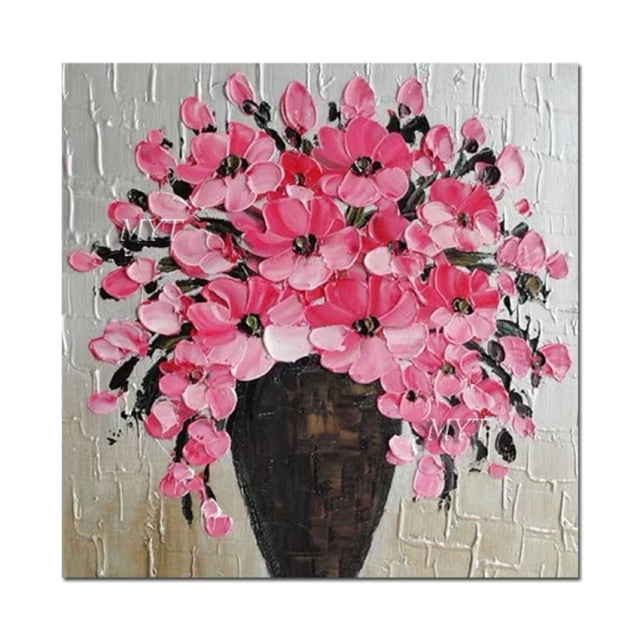 Unframed Handmade Modern Abstract Oil Painting Reproduction Knife Flowers For Home Decoration