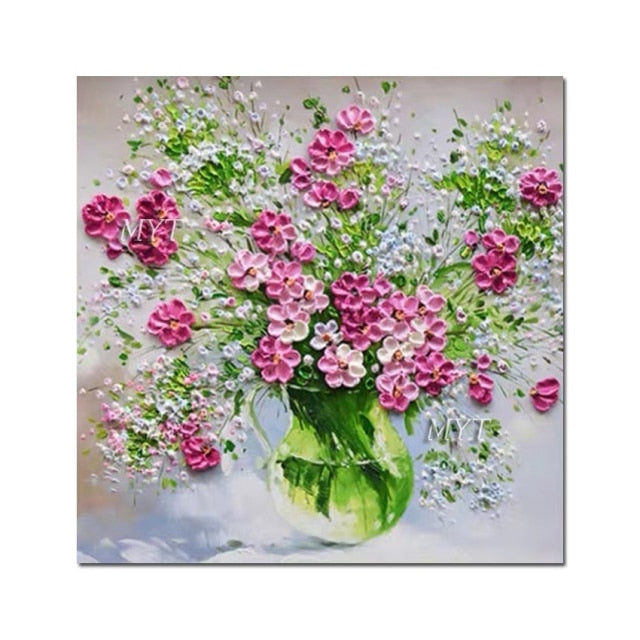 Unframed Handmade Modern Abstract Oil Painting Reproduction Knife Flowers For Home Decoration