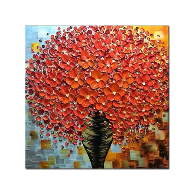 Unframed Handmade Modern Abstract Oil Painting Reproduction Knife Flowers For Home Decoration